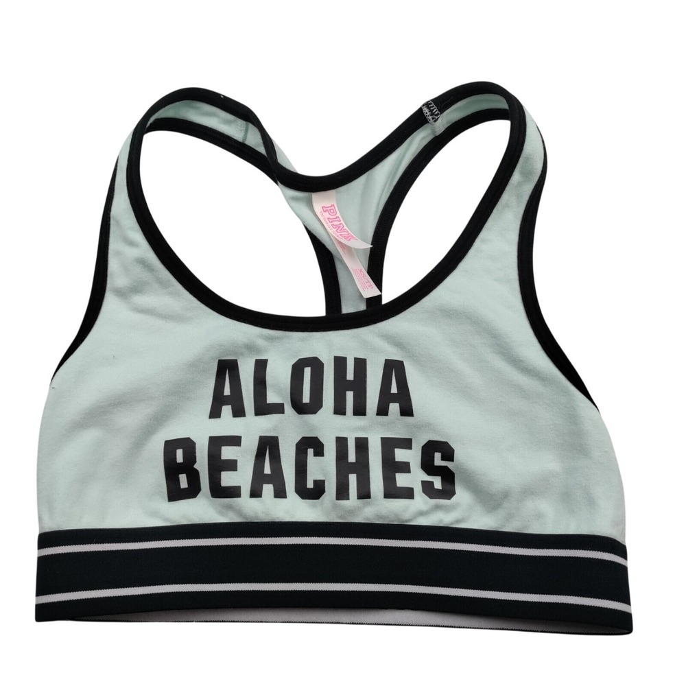 Victoria's Secret PINK Crop "Aloha Beaches" Sports Bra Size XS/TP